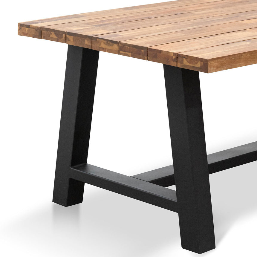 Outdoor Dining Table - Natural Top and Black Base