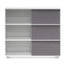 Inter-layered White Storage Cabinet - Grey Doors