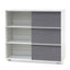 Inter-layered White Storage Cabinet - Grey Doors