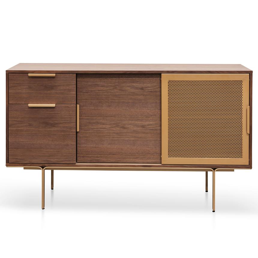 1.45m Walnut Buffet Unit - Brass