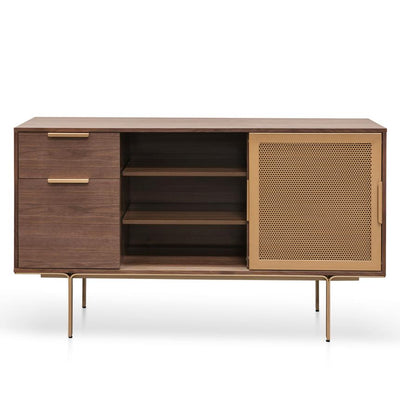 1.45m Walnut Buffet Unit - Brass