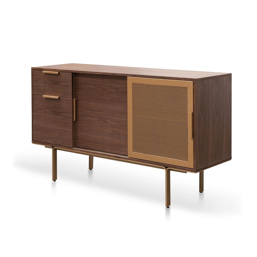 1.45m Walnut Buffet Unit - Brass