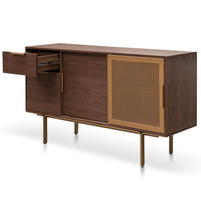 1.45m Walnut Buffet Unit - Brass