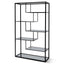 1.2m Grey Glass Shelving Unit - Black Frame