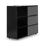 Inter-layered Black Storage Cabinet - Grey Doors