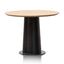 Round Wooden Dining Table - Natural Top and Black Base