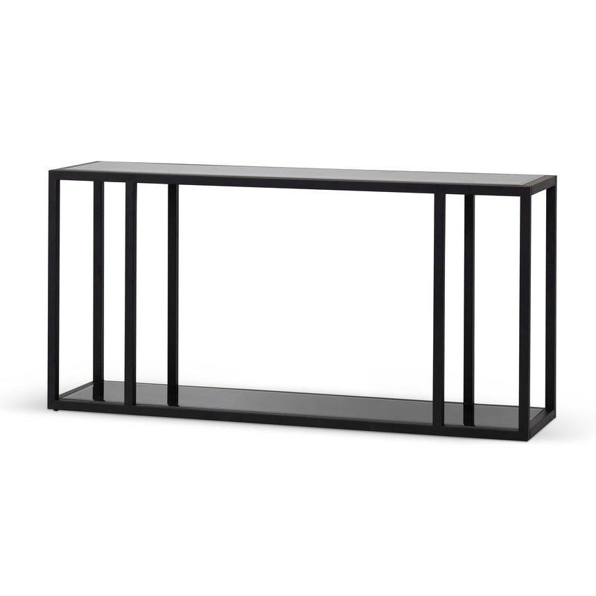 1.6m Grey Glass Console Table - Black