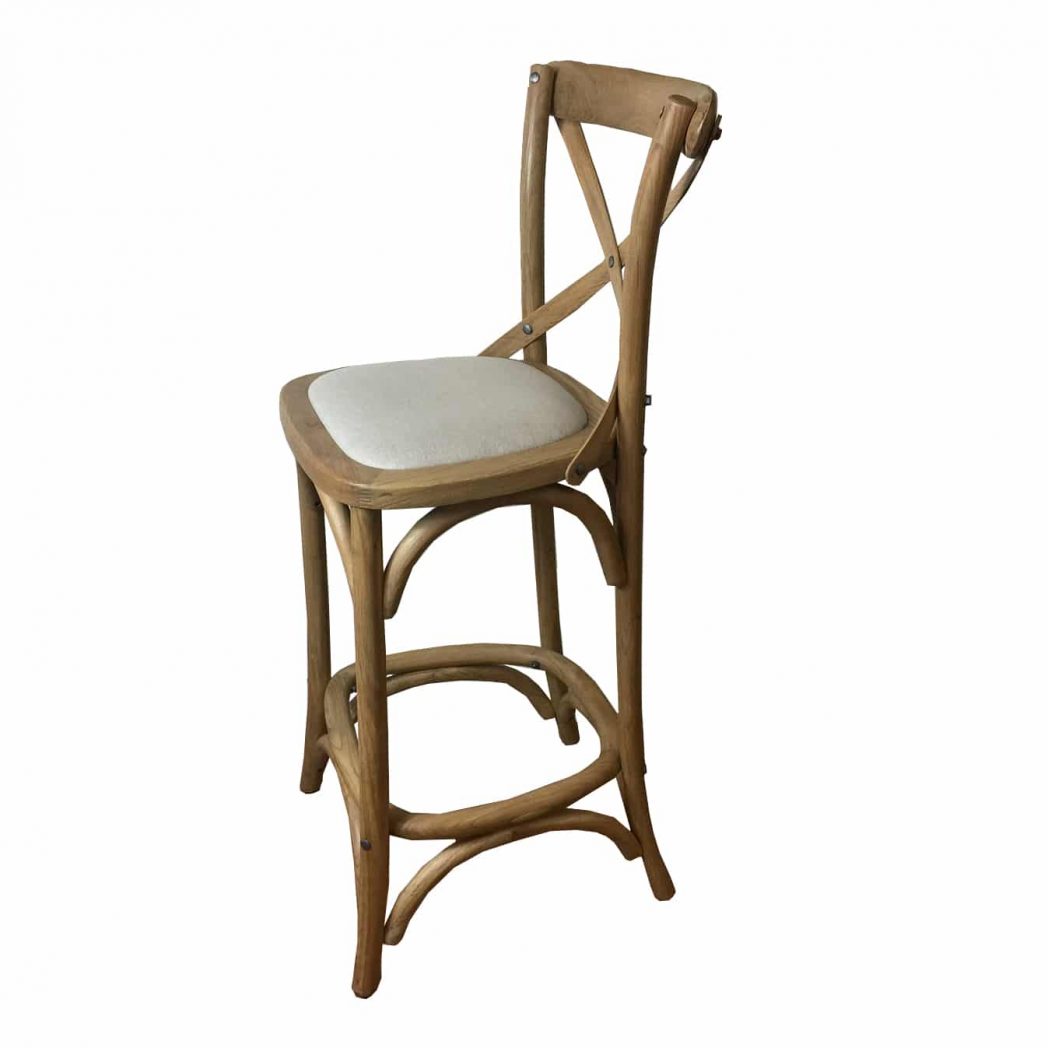 Kasan Barstool Natural Oak Linen Seat