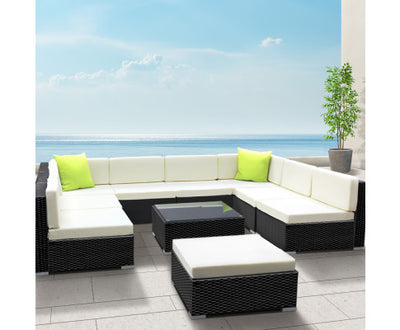 Gardeon 10-Piece Outdoor Sofa Set Wicker Couch Lounge Setting 9 Seater