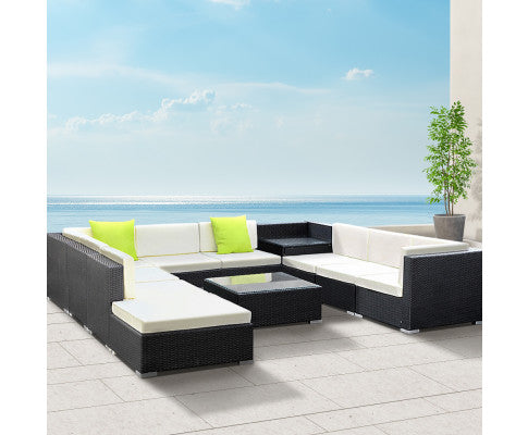 Gardeon 11PC Outdoor Furniture Sofa Set Wicker Garden Patio Lounge