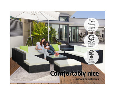 Gardeon 13-Piece Outdoor Sofa Set Wicker Couch Lounge Setting 11 Seater