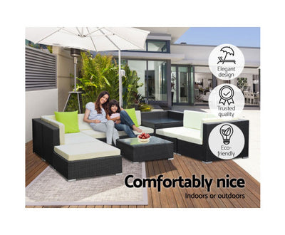 Gardeon 9-Piece Outdoor Sofa Set Wicker Couch Lounge Setting Cover