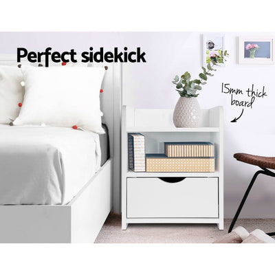 Artiss Bedside Table Drawer - White