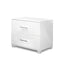 Artiss High Gloss Two Drawers Bedside Table - White