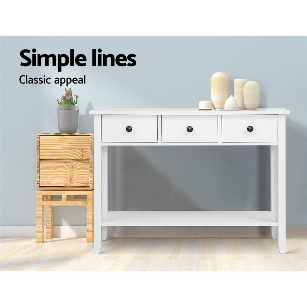 Hallway Console Table Hall Side Entry 3 Drawers Display White Desk Furniture