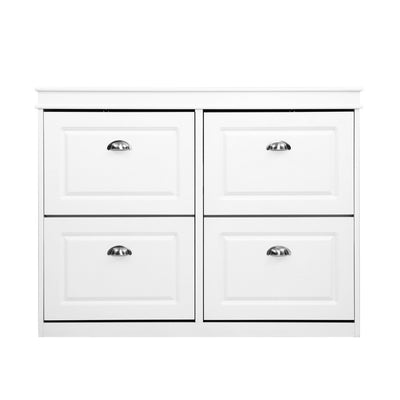 Shoe Cabinet Shoes Storage Rack Organiser White Shelf Drawer Cupboard 24 Pairs