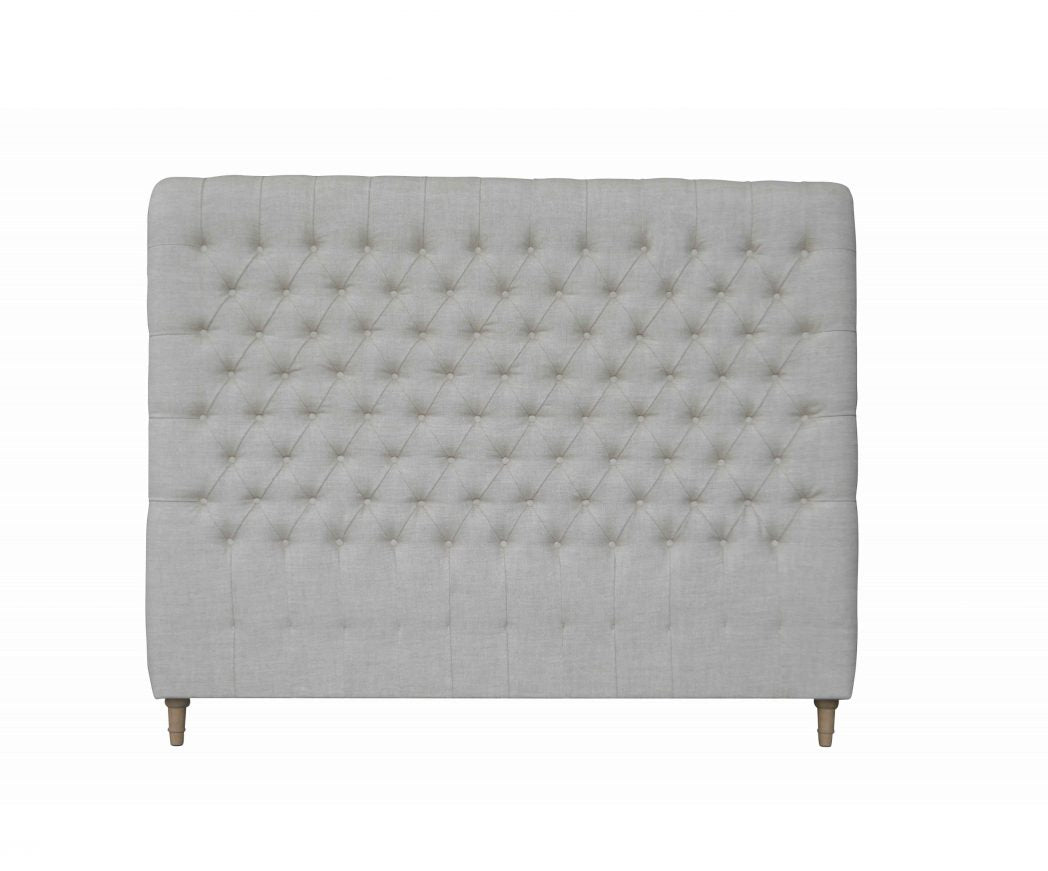 Chesterfield Fabric Panel Headboard King Size Natural Linen