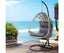 Gardeon Outdoor Egg Swing Chair Wicker Furniture Pod Stand Armrest Light Grey