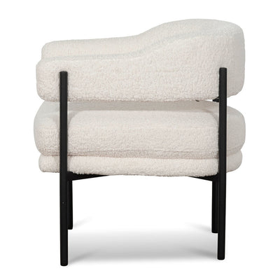 Ivory White Boucle Armchair - Black Legs