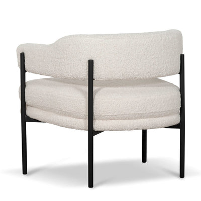 Ivory White Boucle Armchair - Black Legs