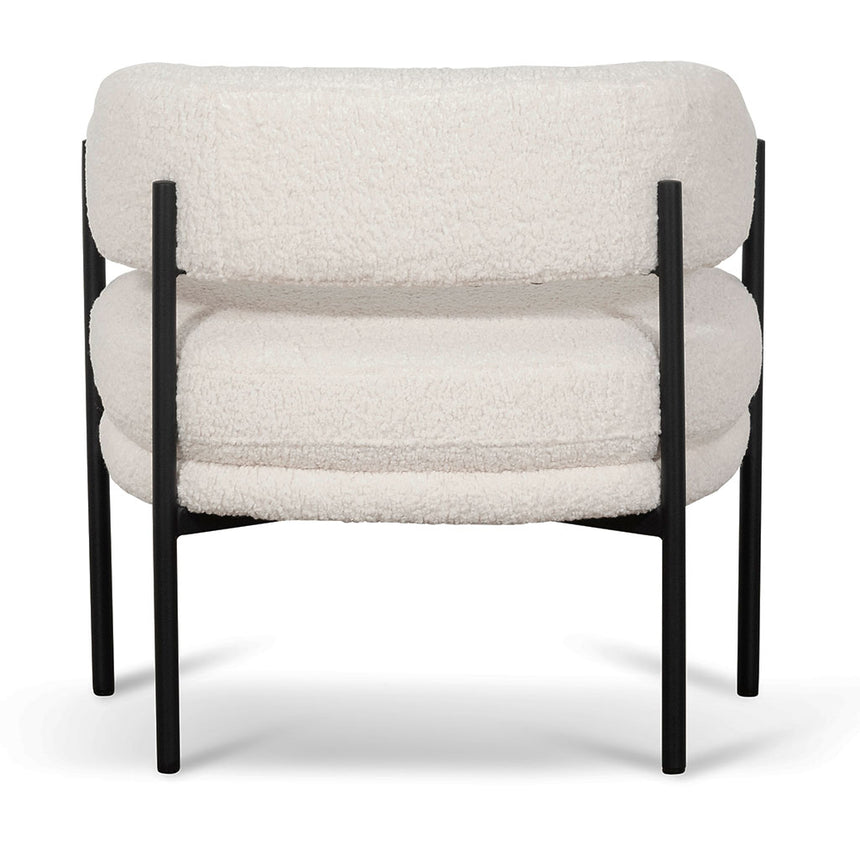 Ivory White Boucle Armchair - Black Legs