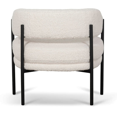 Ivory White Boucle Armchair - Black Legs