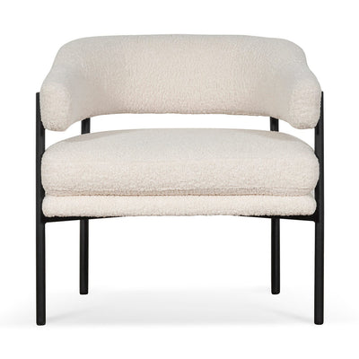 Ivory White Boucle Armchair - Black Legs