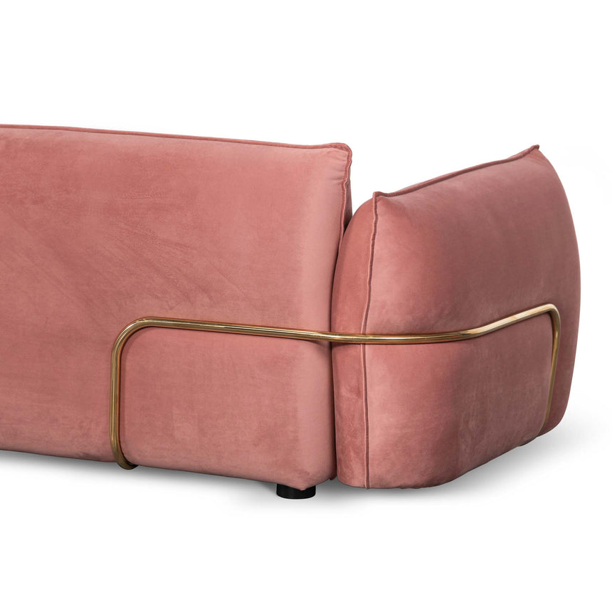 3 Seater Sofa - Blush Pink Velvet With Brass Frame