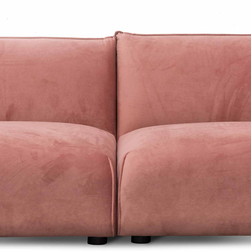 3 Seater Sofa - Blush Pink Velvet With Brass Frame