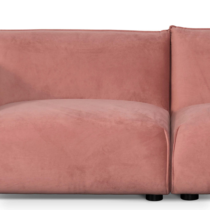 3 Seater Sofa - Blush Pink Velvet With Brass Frame