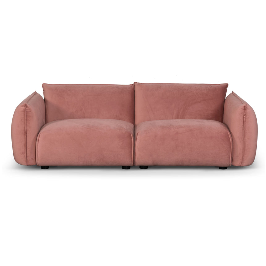 3 Seater Sofa - Blush Pink Velvet With Brass Frame