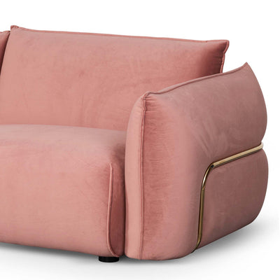 3 Seater Sofa - Blush Pink Velvet With Brass Frame