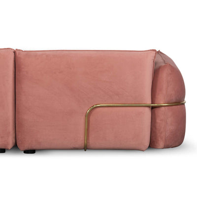 3 Seater Sofa - Blush Pink Velvet With Brass Frame