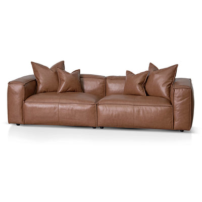 4 Seater Sofa with Cushion and Pillow - Caramel Brown