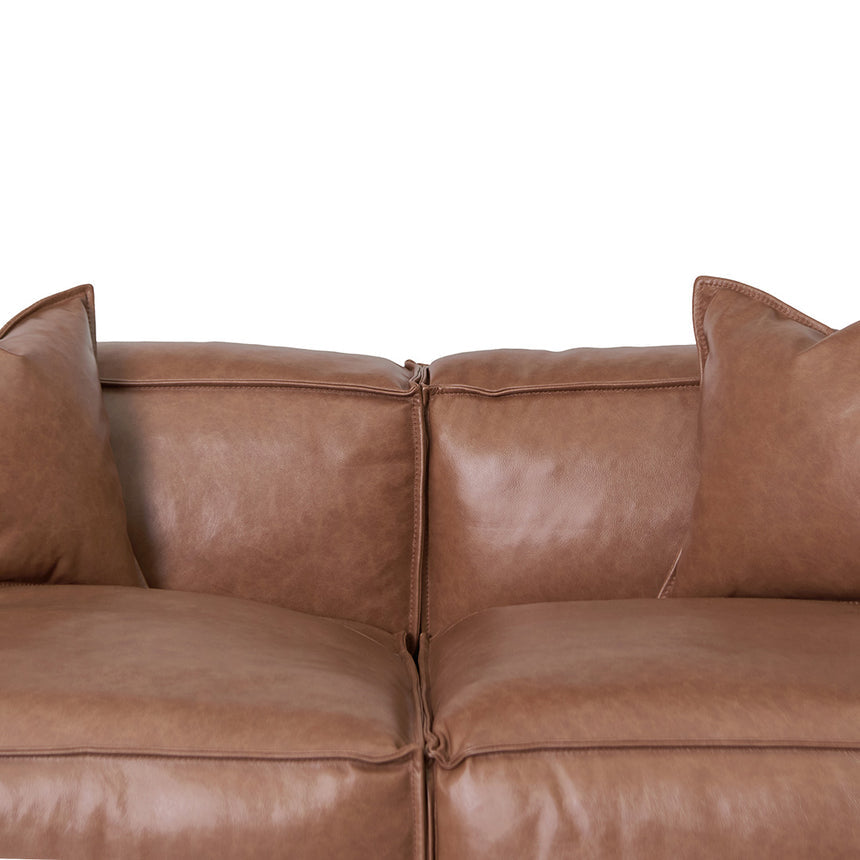 4 Seater Sofa with Cushion and Pillow - Caramel Brown