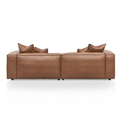 4 Seater Sofa with Cushion and Pillow - Caramel Brown