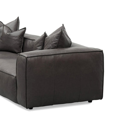 4 Seater Sofa with Cushion and Pillow - Shadow Grey Leather