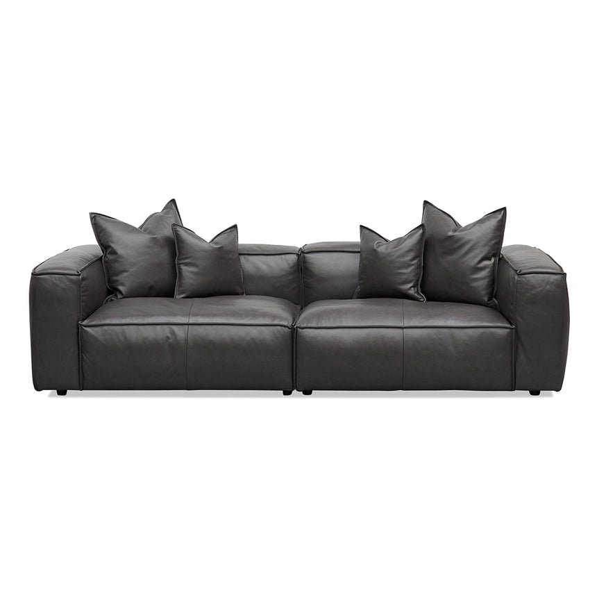 4 Seater Sofa with Cushion and Pillow - Shadow Grey Leather