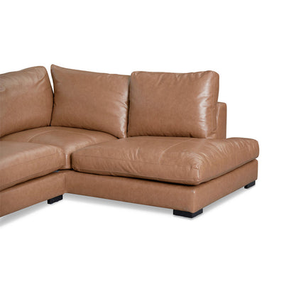 4 Seater Right Chaise Leather Sofa - Caramel Brown