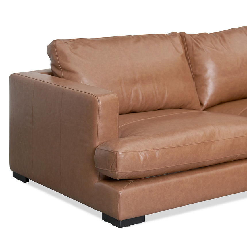 4 Seater Right Chaise Leather Sofa - Caramel Brown