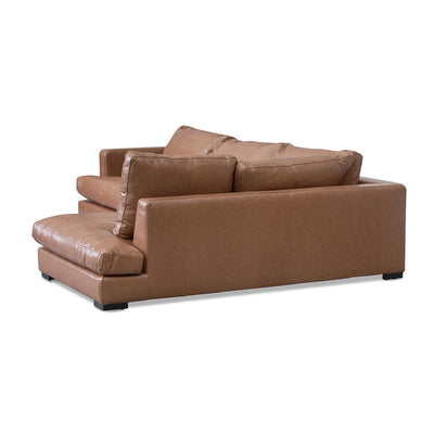 4 Seater Right Chaise Leather Sofa - Caramel Brown