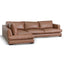 4 Seater Left Chaise Leather Sofa - Caramel Brown