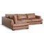 4 Seater Left Chaise Leather Sofa - Caramel Brown