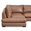 4 Seater Left Chaise Leather Sofa - Caramel Brown