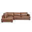 4 Seater Left Chaise Leather Sofa - Caramel Brown