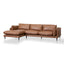 4 Seater Left Chaise Leather Sofa - Caramel Brown