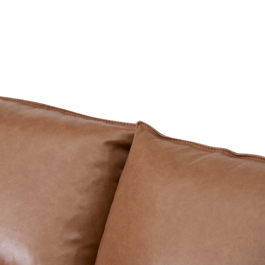 4 Seater Left Chaise Leather Sofa - Caramel Brown