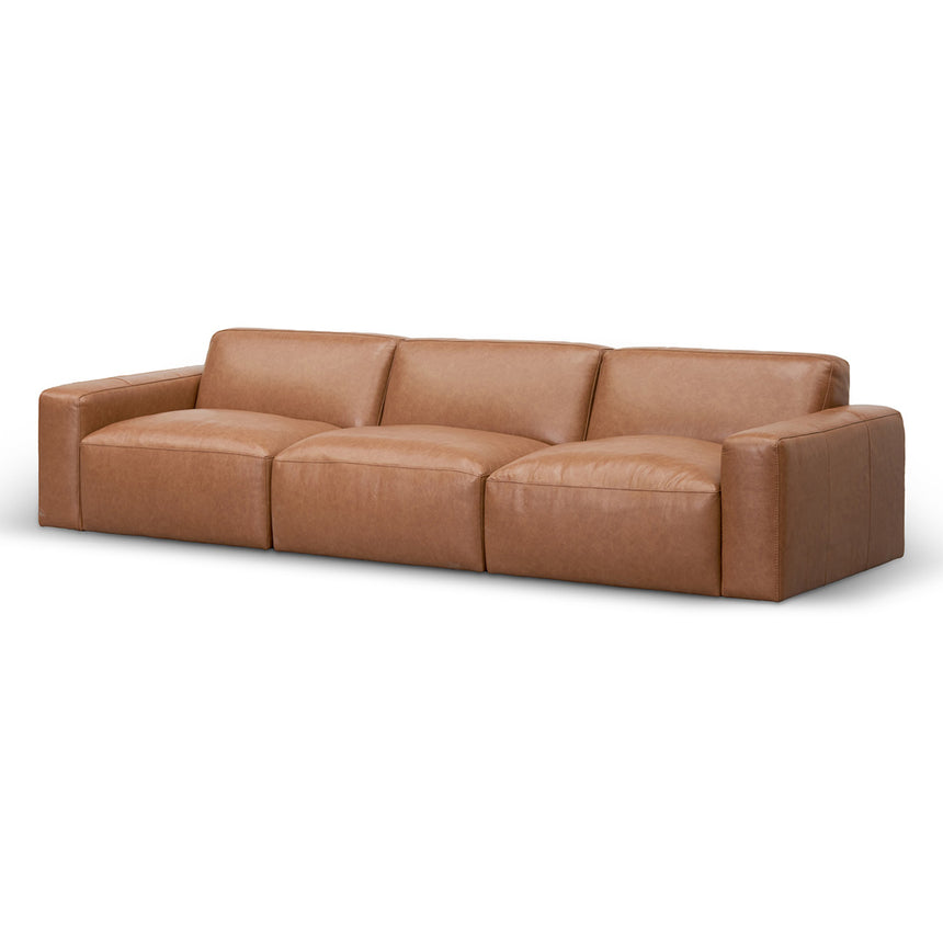 4 Seater Sofa - Caramel Brown Leather