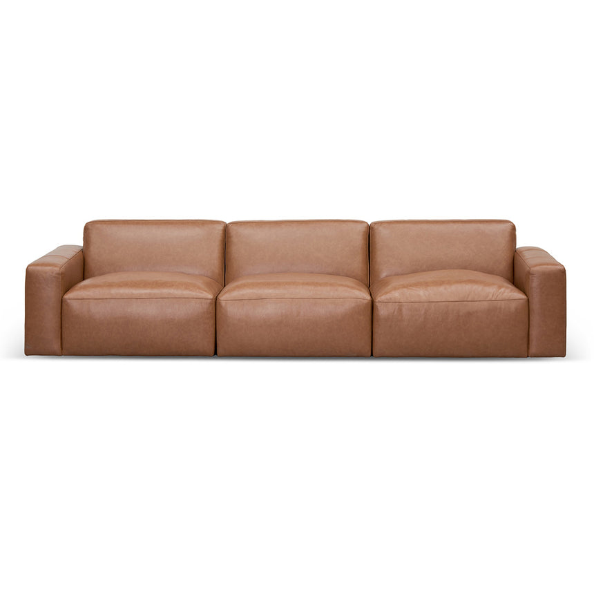 4 Seater Sofa - Caramel Brown Leather