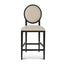 65cm Black Frame Bar Stool - Light Beige (Set of 2)